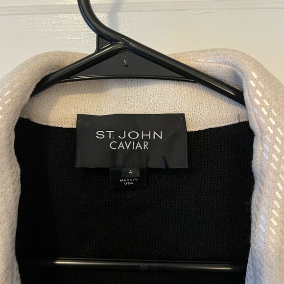 St John Caviar Black Jacket Cream Trim RETAILS $1,495 - Picture 4 of 9